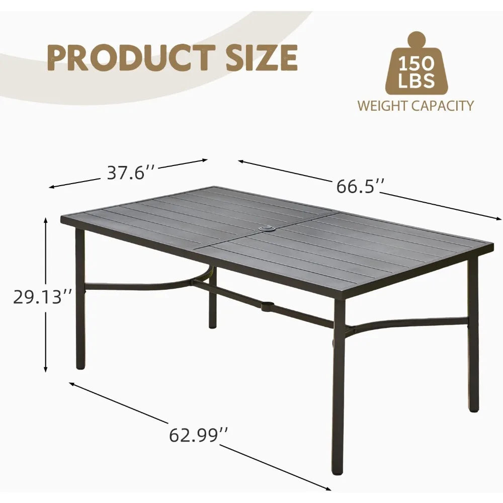 67" x 38" Outdoor Metal Dining Table for 6 – Black