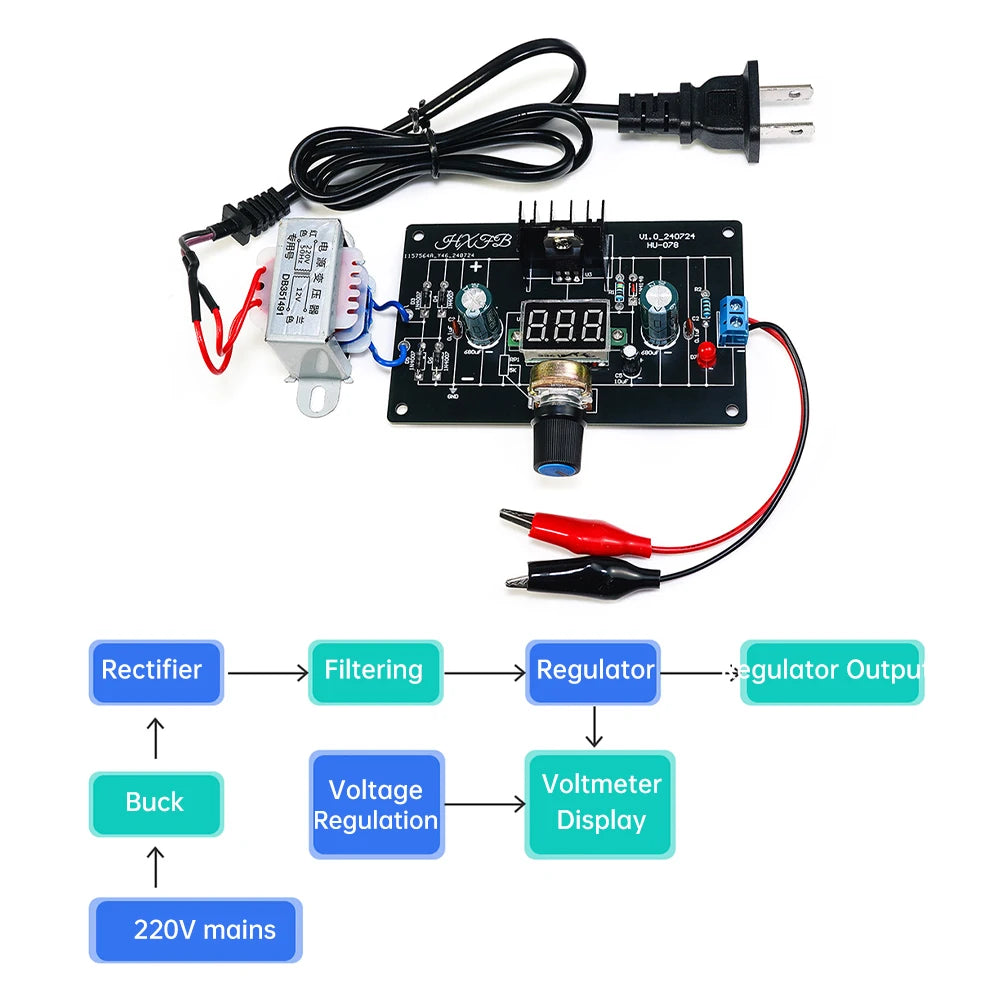 LM317 Adjustable Power Supply DIY Kit – DC Regulated Module for Welding Practice