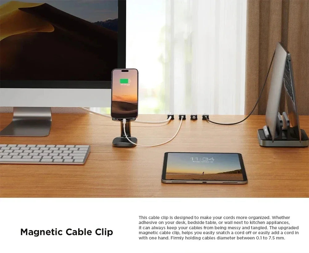 Magnetic Cable Clip – Adhesive Wire Organizer for Home & Office Desk Management