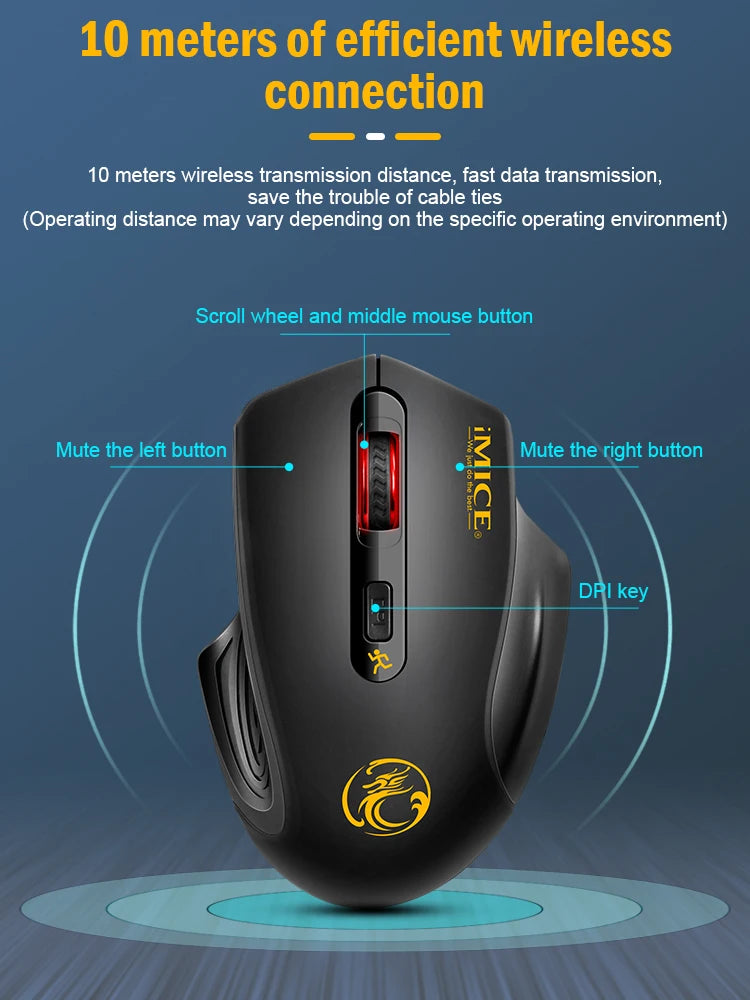 Wireless Silent Mouse – 3-Speed Adjustable for Office & Gaming