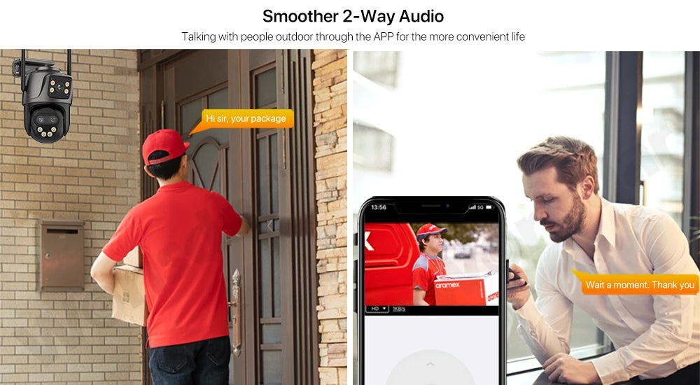 6K 9MP WiFi Outdoor PTZ Security Camera – 8x Zoom & Dual Screen