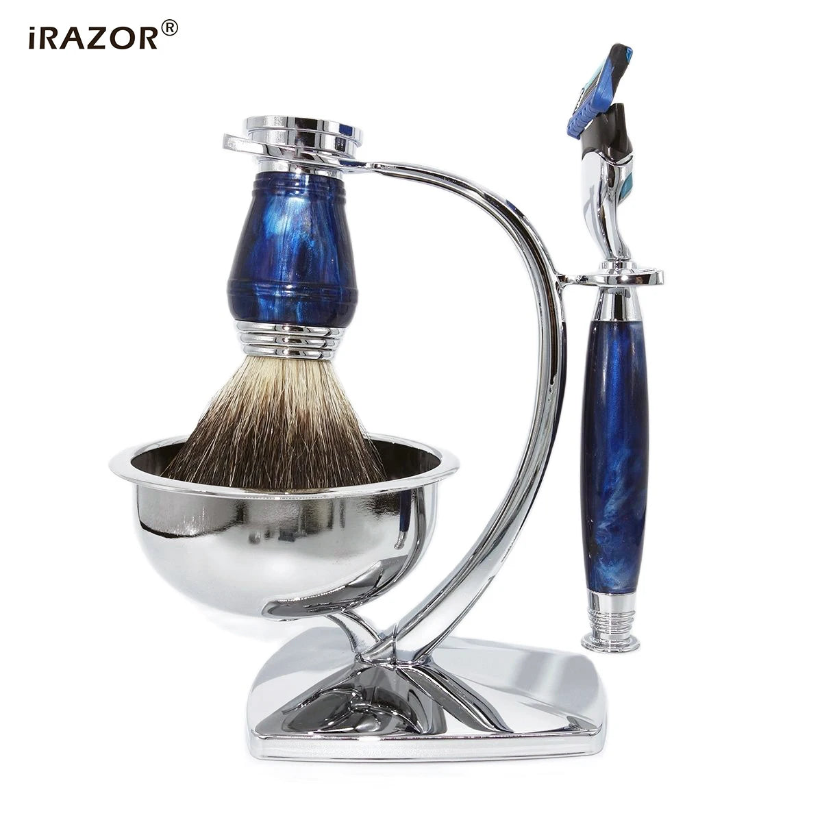 iRAZOR Royalblue 5-Layer Safety Razor – Shaving Kit & Barber Tool Gift for Men