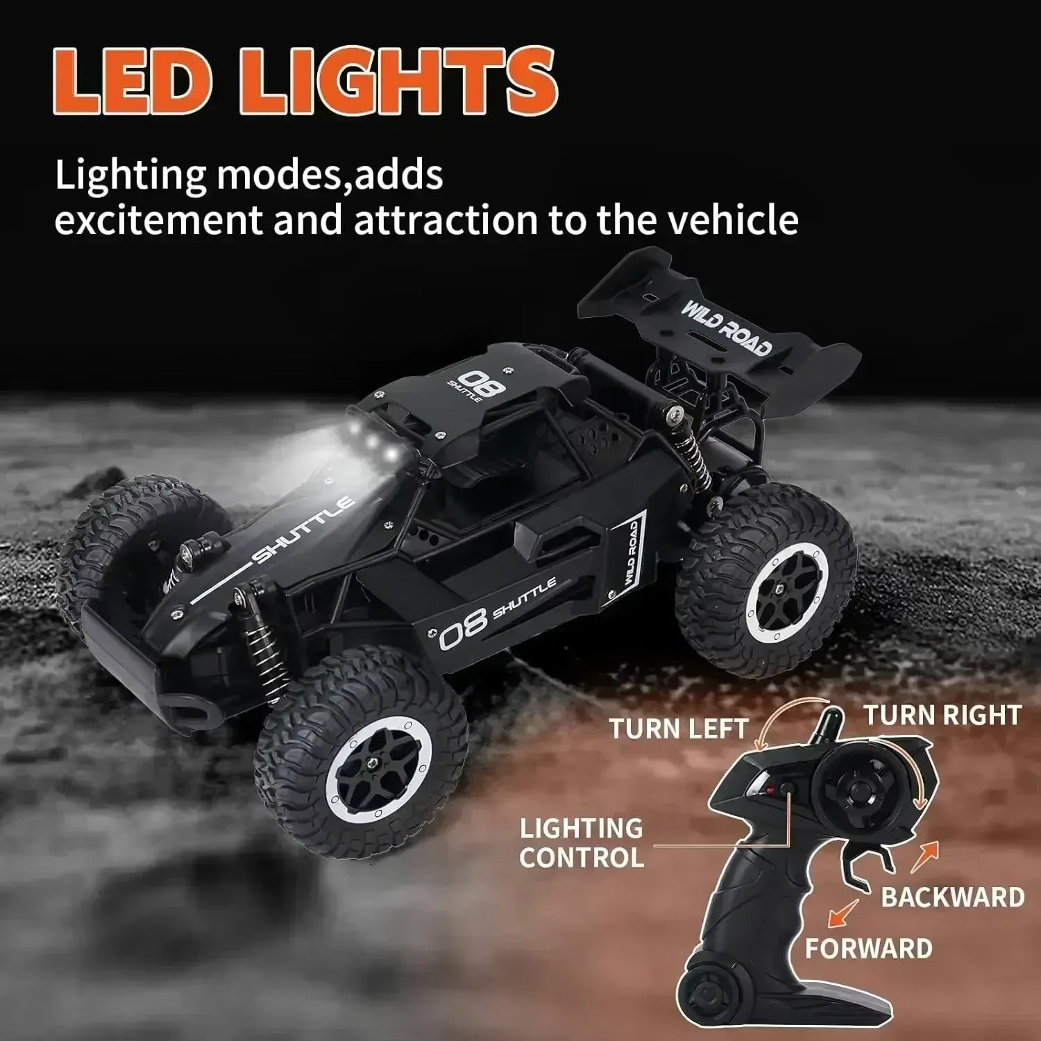 1:16 RC Off-Road Truck – 2WD High-Speed Remote Control Car with LED