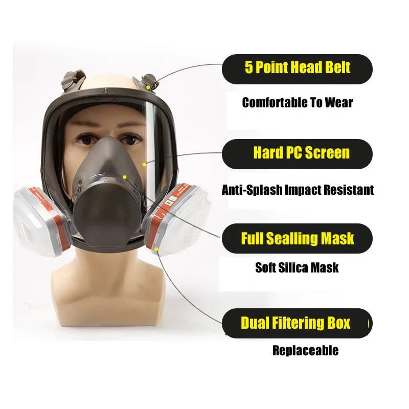 SJL 27-in-1 Full Face Respirator Mask – Industrial Safety Gas & Dust Filter Set