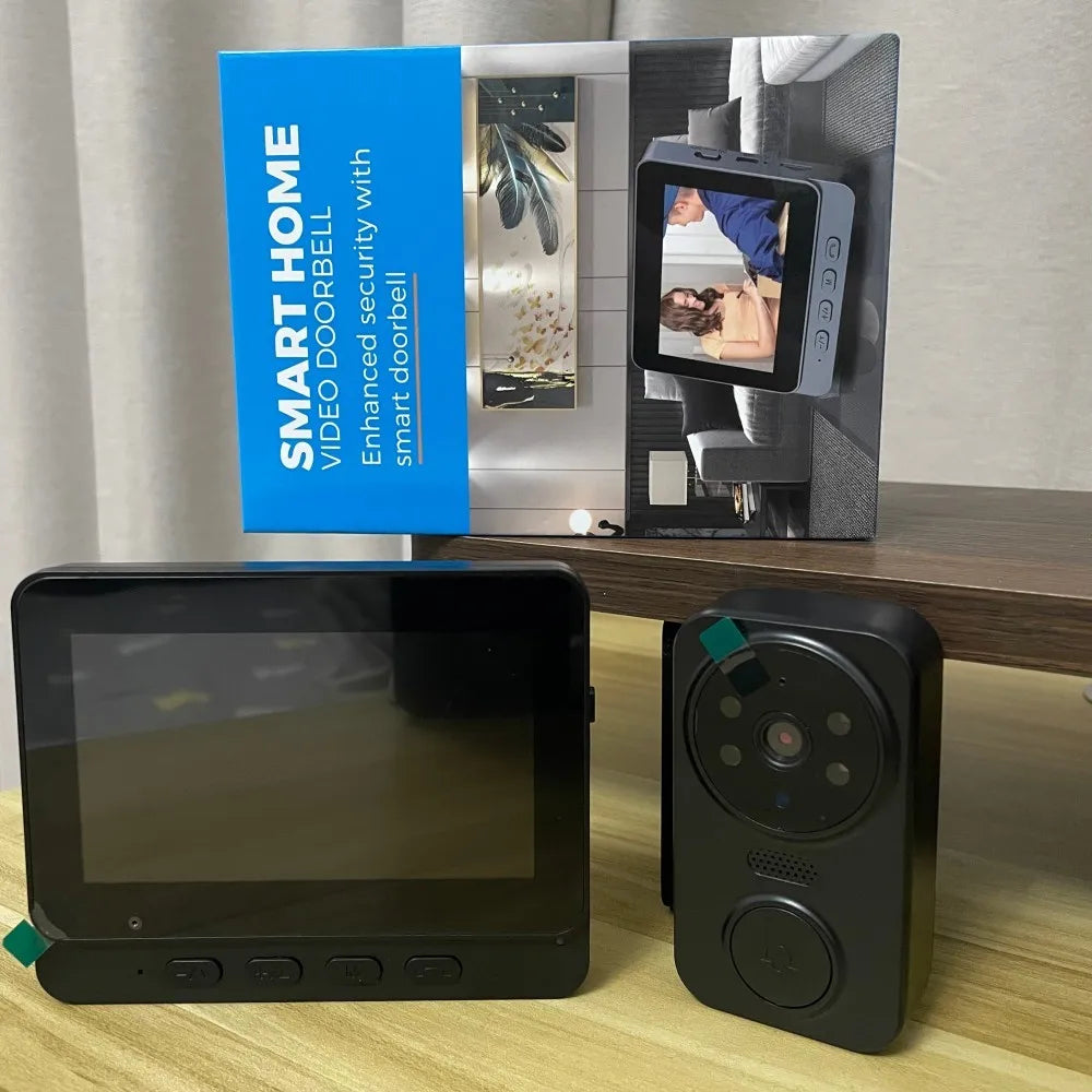 Wireless Video Doorbell – 4.3" HD Screen with Two-Way Talk & Night Vision