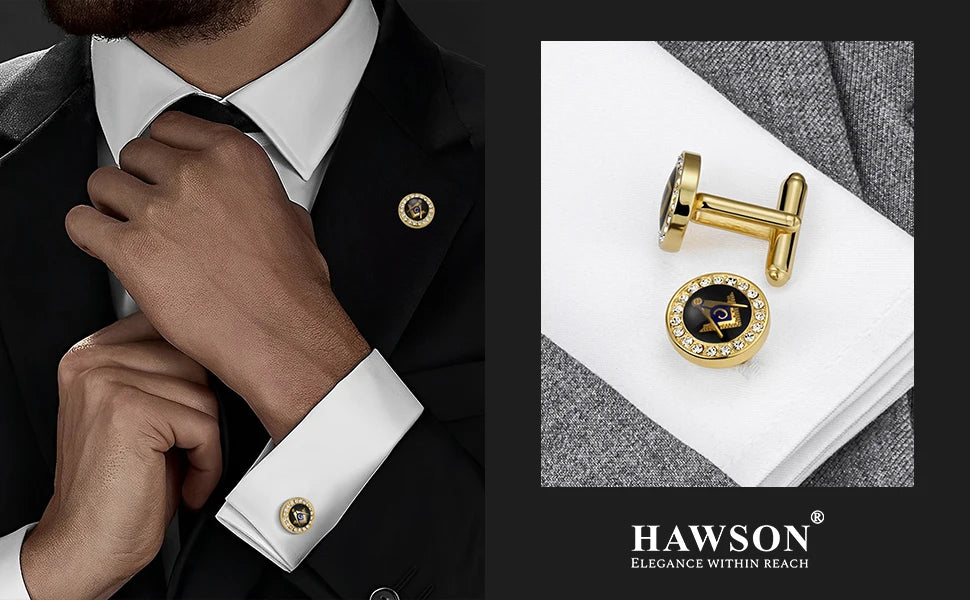 Freemason Masonic Tie Clip & Cufflinks Set – Men’s Jewelry & Accessories