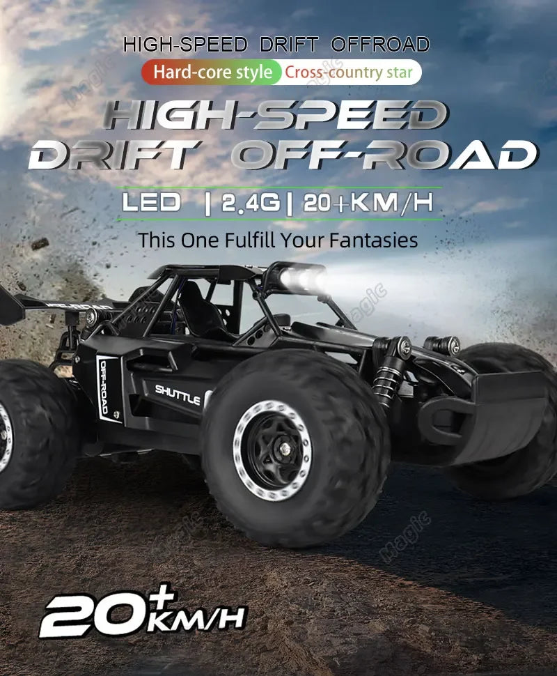 1:16 RC Off-Road Truck – 2WD High-Speed Remote Control Car with LED