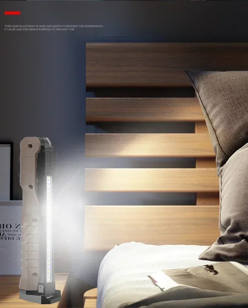 1000LM USB Rechargeable COB Work Light – Handheld Flashlight with Power Indicator