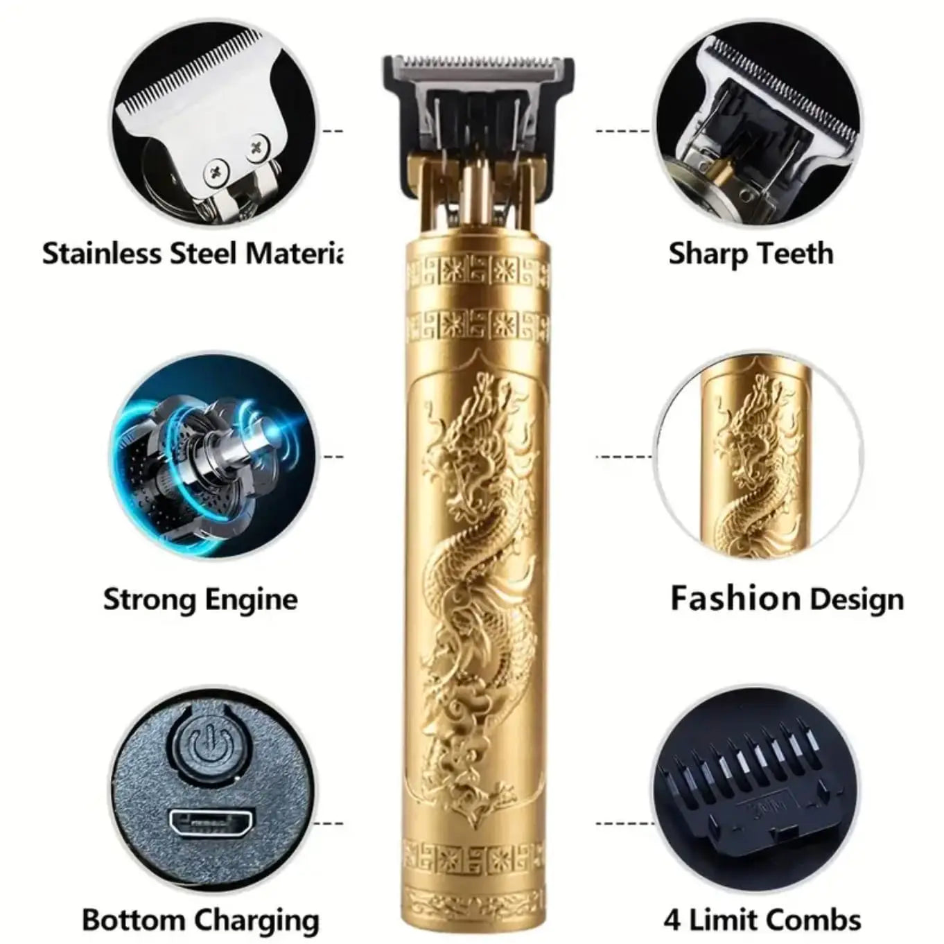 T9 USB Rechargeable Hair Clipper – Professional Beard & Hair Trimmer for Men