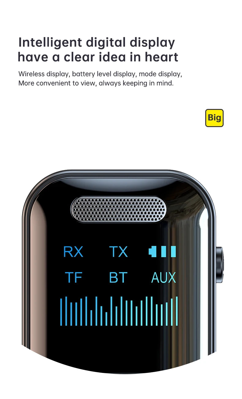 Bluetooth 5.4 AUX Adapter – 3.5mm Receiver & Transmitter with LED Display for Car, TV, Headphones