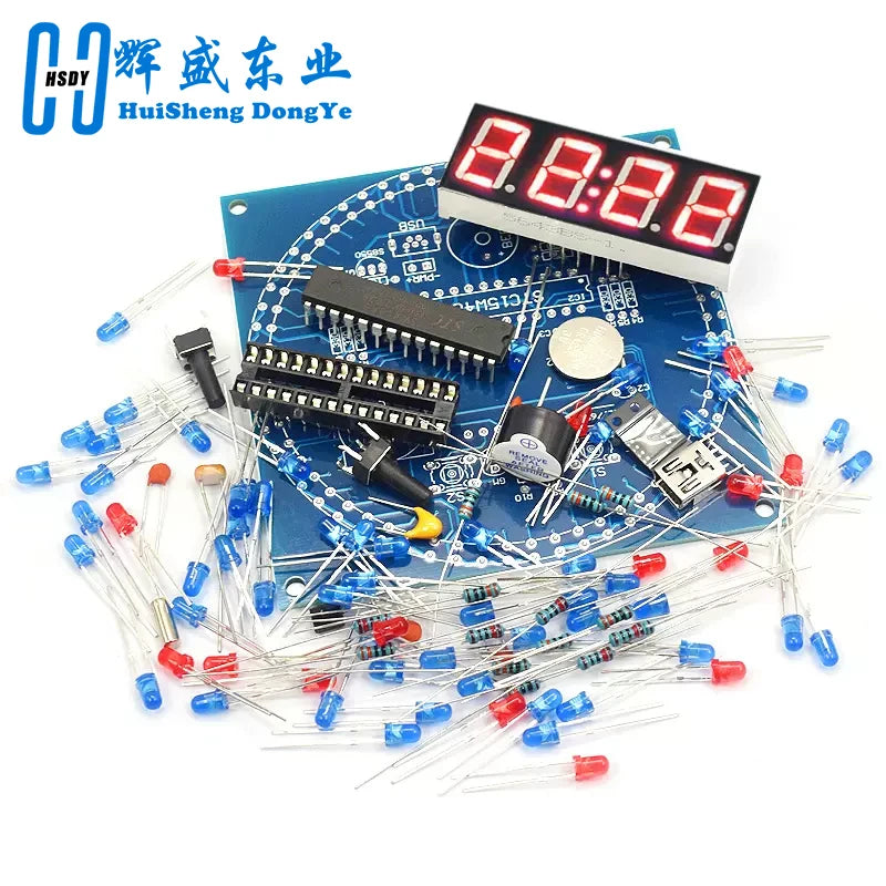 Rotating LED Display Clock DIY Kit – Temperature, Light Control & DS1302 Time Module