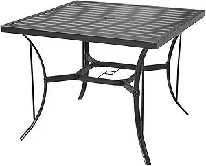 67" x 38" Outdoor Metal Dining Table for 6 – Black
