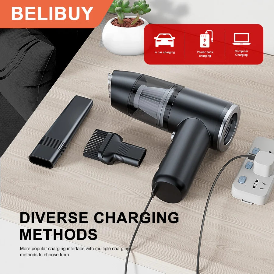 BELIBUY 12,000Pa Cordless Handheld Vacuum – 2-in-1 Vacuum & Air Duster