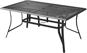 67" x 38" Outdoor Metal Dining Table for 6 – Black