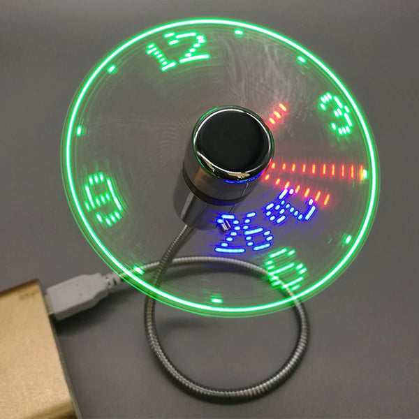 USB LED Clock Fan – Mini Cooling Fan with Time & Temperature Display