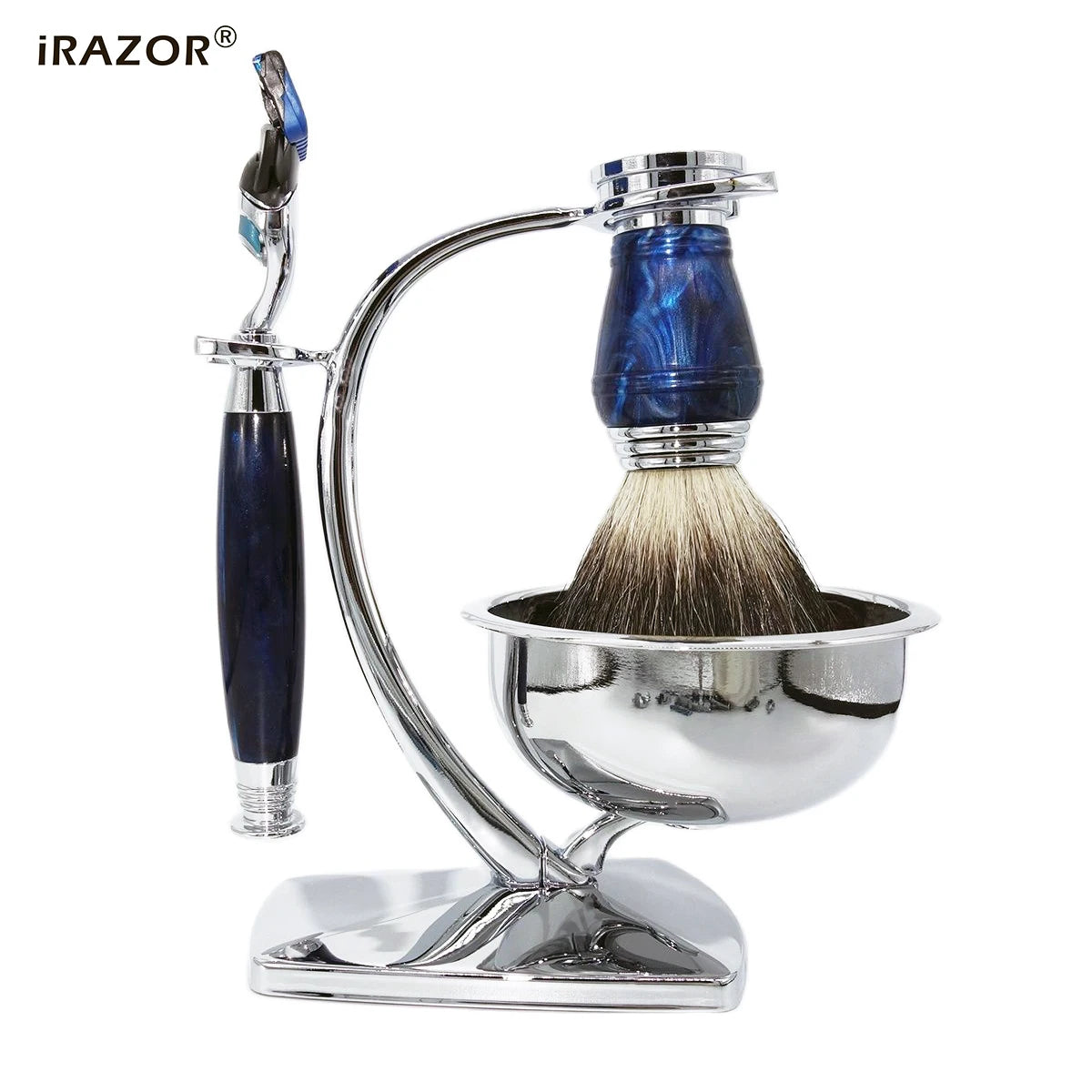 iRAZOR Royalblue 5-Layer Safety Razor – Shaving Kit & Barber Tool Gift for Men