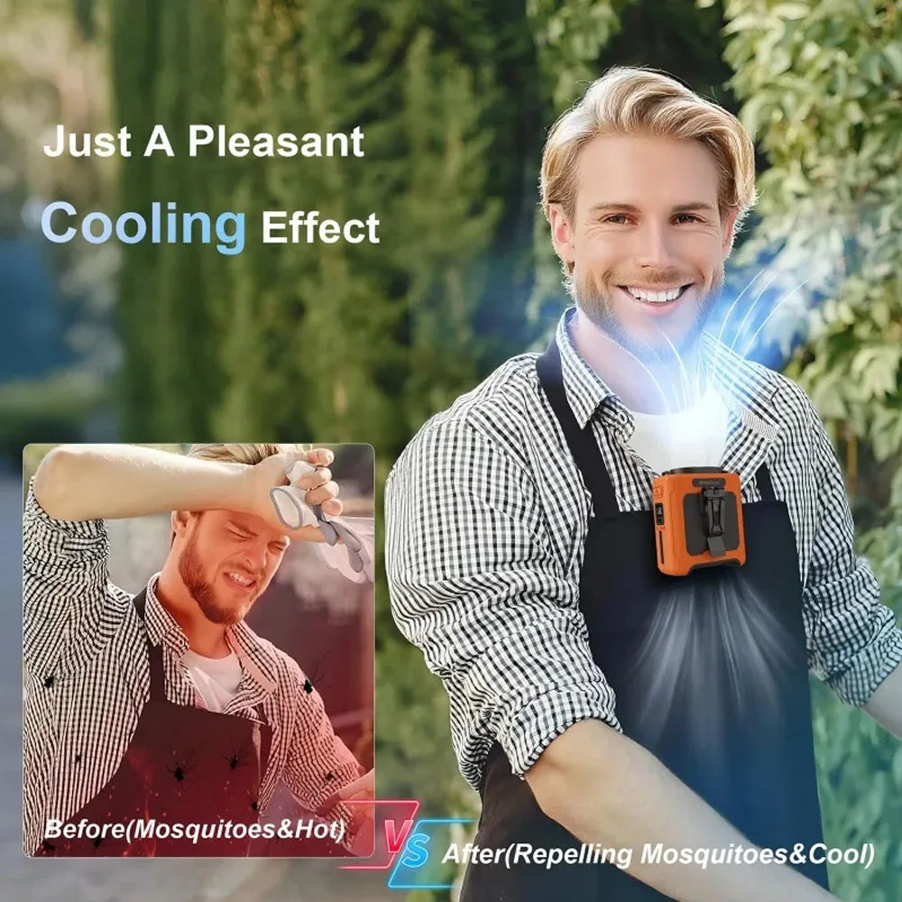 Portable Waist Clip Fan with USB Rechargeable Power Bank and LED Light