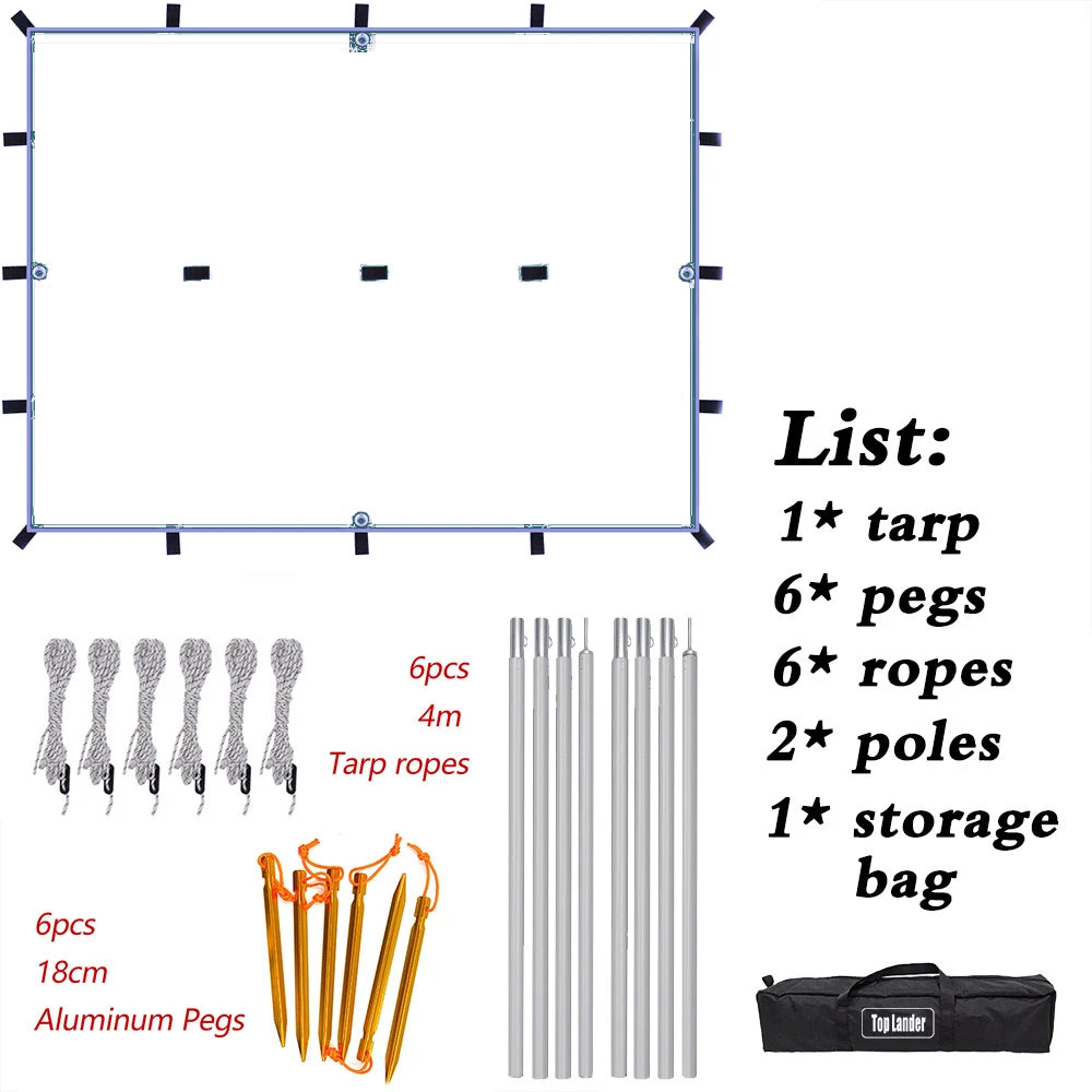 Waterproof Tactical Tent Tarp with 19 Hang Points