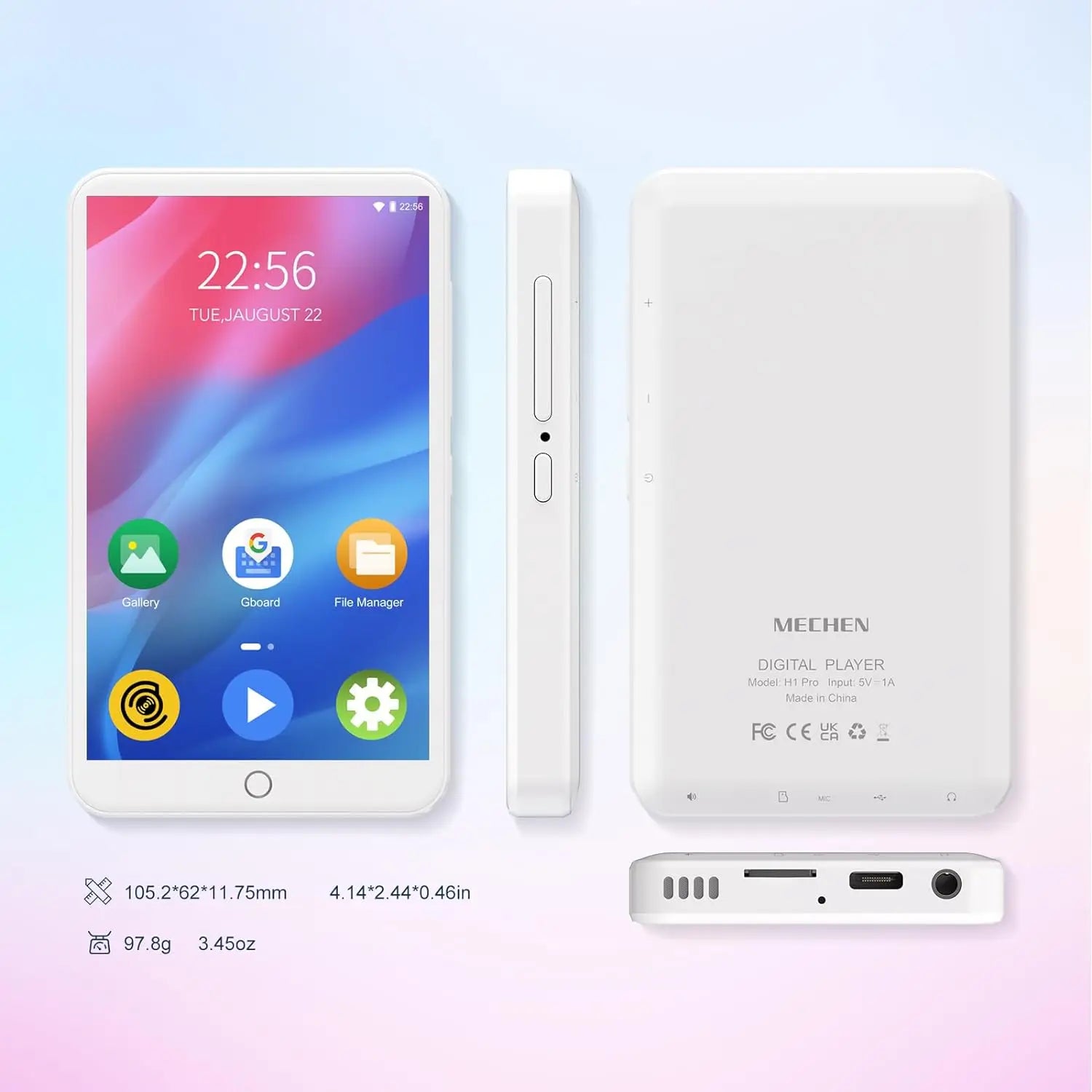 MECHEN MP3 Player – Android 9.0 with Bluetooth, WiFi & Streaming App Support (512GB Max)