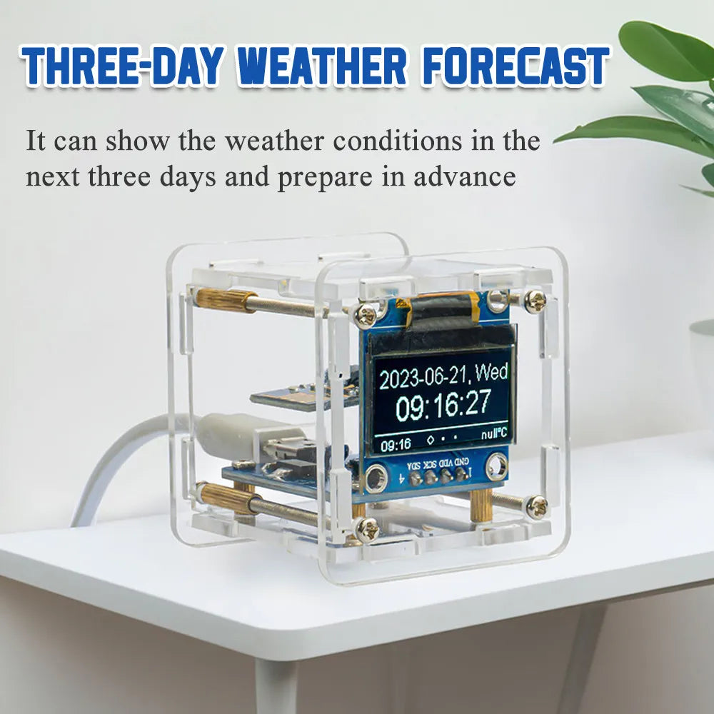 ESP8266 Mini WiFi Weather Clock – DIY Soldering Kit with Digital Display