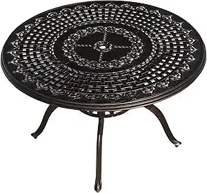 90cm Outdoor Round/Square Patio Dining Table with Umbrella Hole