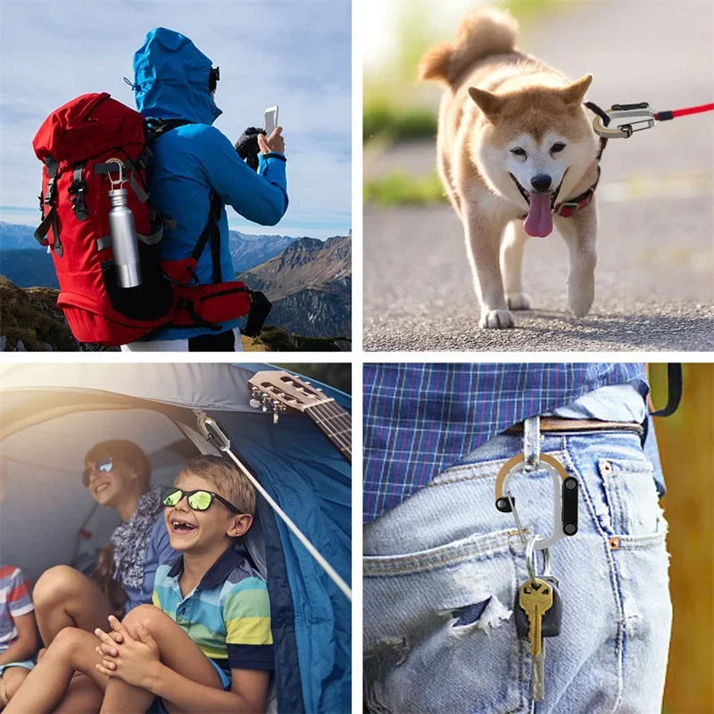 Hybrid Gear Clip Carabiner – Rotating Non-Locking Hook for Camping, Hiking & Travel