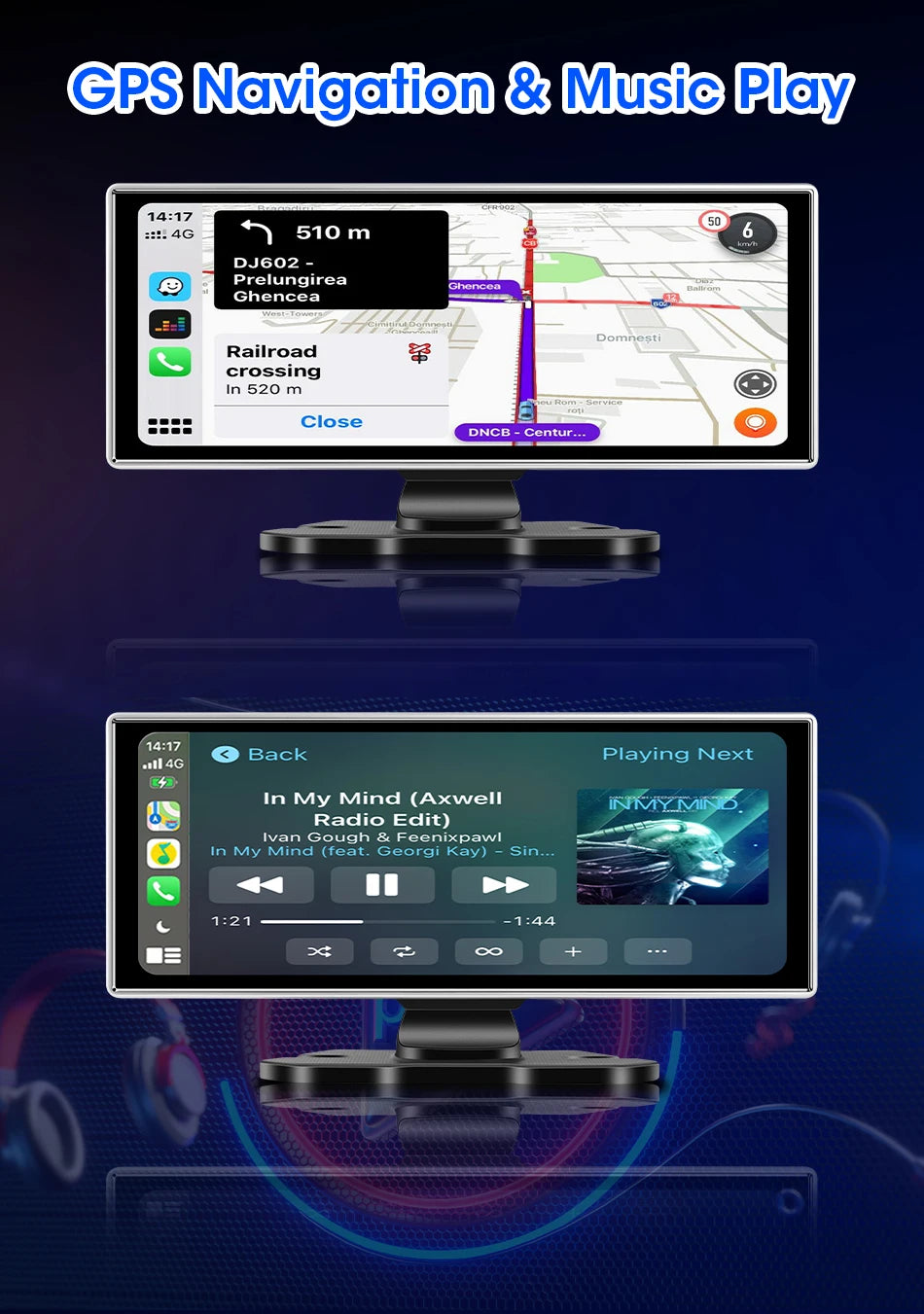 10/11.26" 4K Dash Cam with Wireless CarPlay, Android Auto & GPS