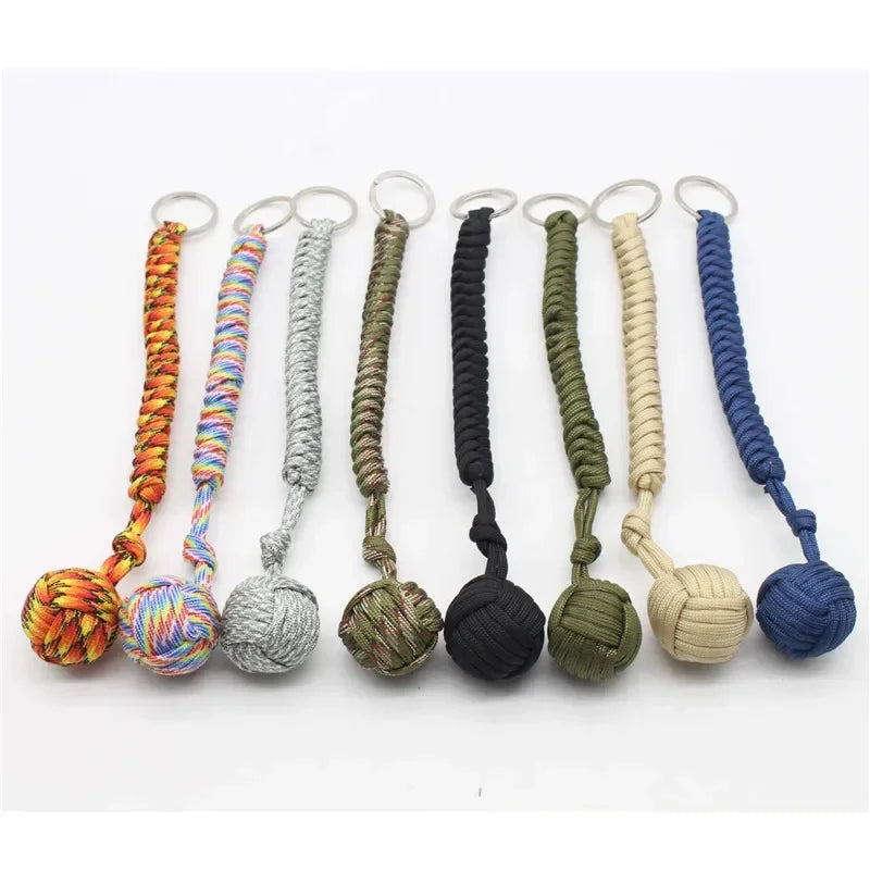 Monkey Fist Steel Ball Keychain – Self-Defense Lanyard & Survival Tool