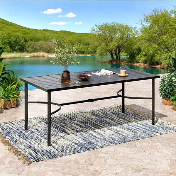 67" x 38" Outdoor Metal Dining Table for 6 – Black