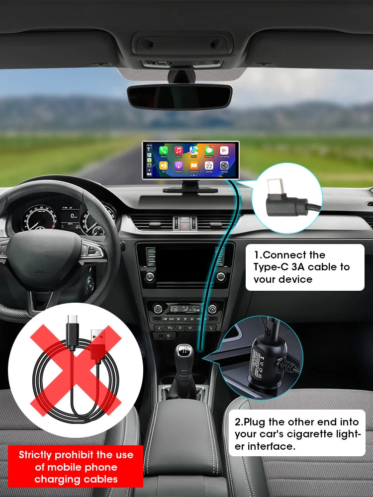 10/11.26" 4K Dash Cam with Wireless CarPlay, Android Auto & GPS