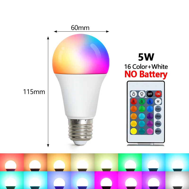 220V E27 RGB LED Bulb – Smart Colorful Spotlight with IR Remote