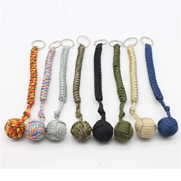 Monkey Fist Steel Ball Keychain – Self-Defense Lanyard & Survival Tool