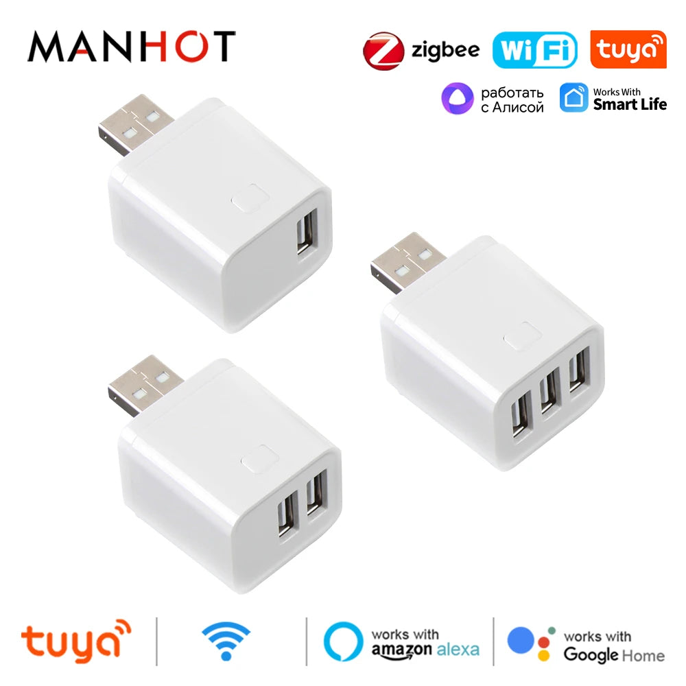 Tuya Smart USB Adaptor – WiFi/Zigbee Mini Plug with Timer & Voice Control