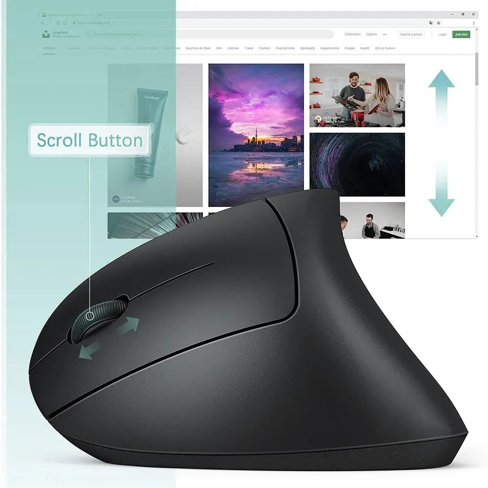 Ergonomic Vertical Wireless Mouse – 2.4GHz with 3 DPI Settings & 6 Buttons