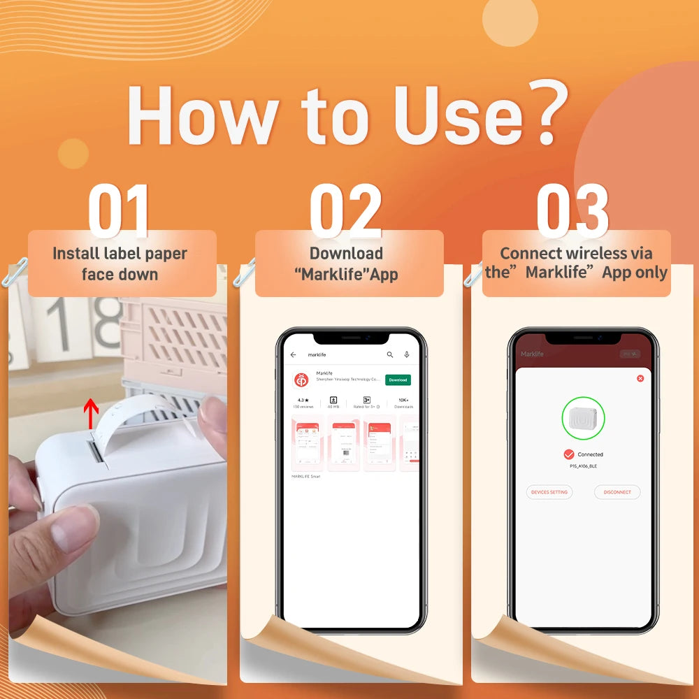 Marklife M1 Portable Thermal Label Printer – Bluetooth