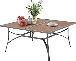 67" x 38" Outdoor Metal Dining Table for 6 – Black