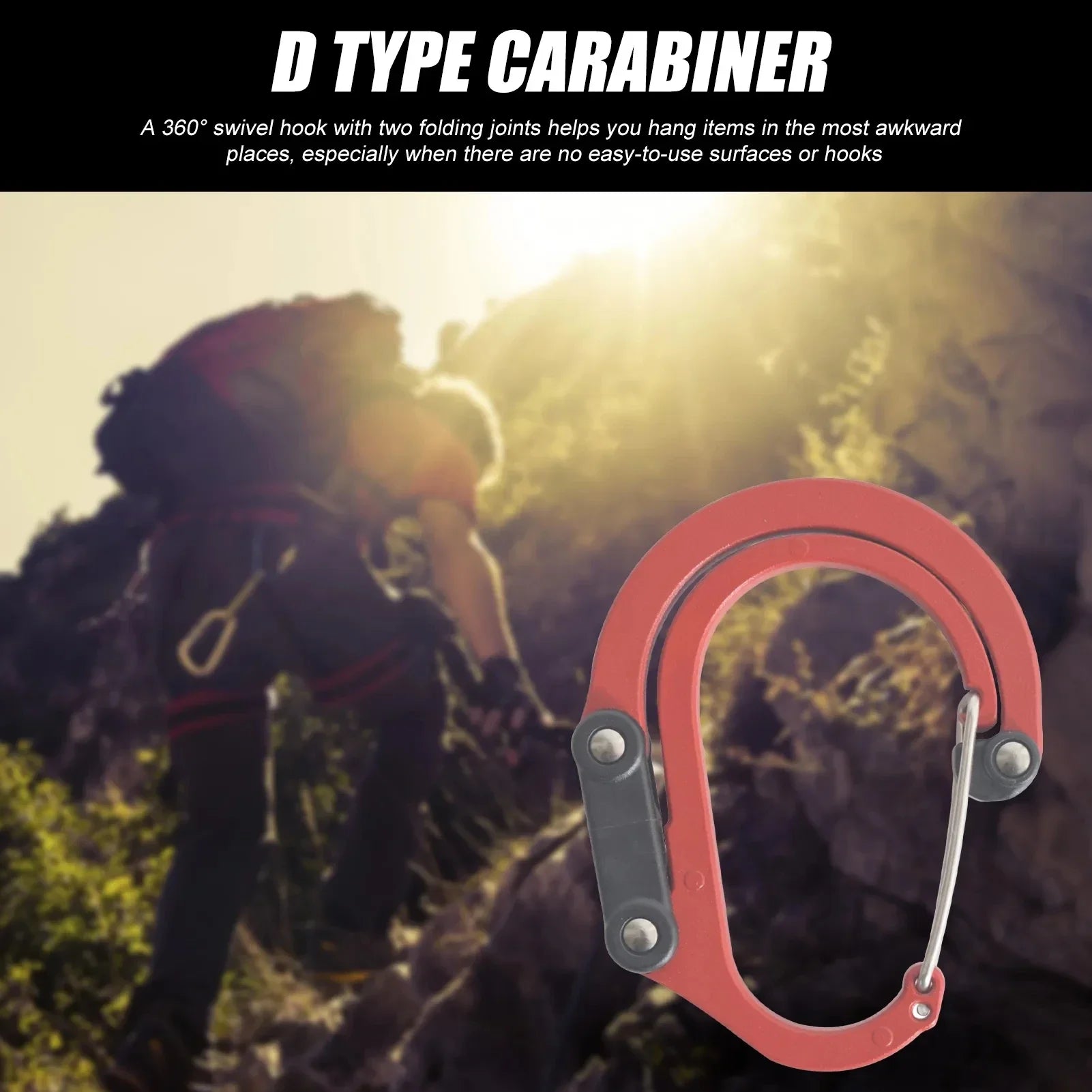 Hybrid Gear Clip Carabiner – Rotating Non-Locking Hook for Camping, Hiking & Travel