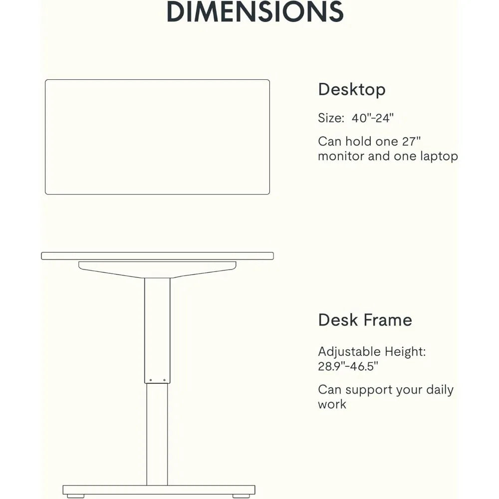 40x24" Electric Standing Desk – Adjustable Height for Home Office