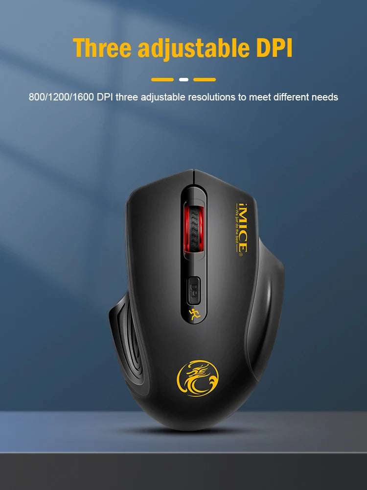 Wireless Silent Mouse – 3-Speed Adjustable for Office & Gaming