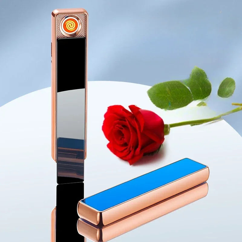 Mini USB Tungsten Lighter – Windproof Ultra-Thin Pull-Down Ignition for Men
