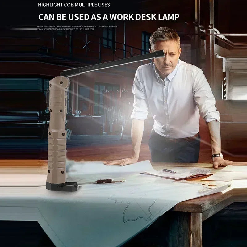 1000LM USB Rechargeable COB Work Light – Handheld Flashlight with Power Indicator