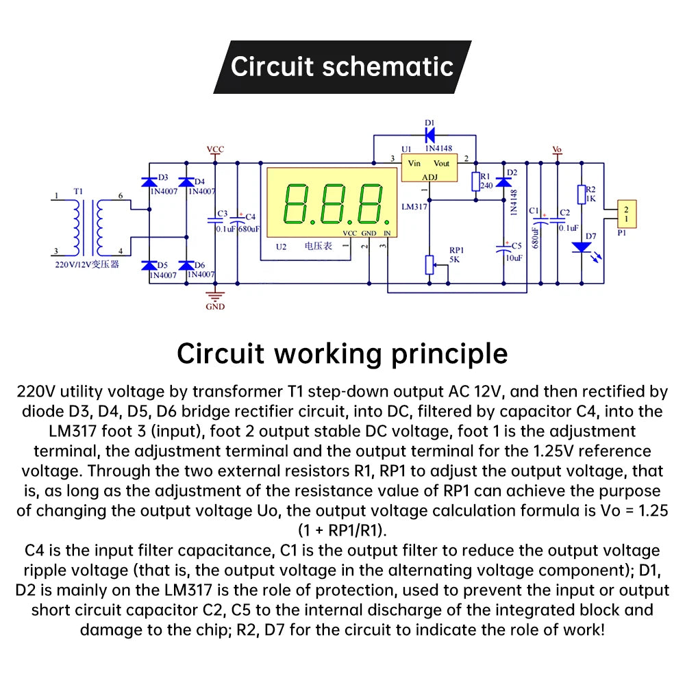 LM317 Adjustable Power Supply DIY Kit – DC Regulated Module for Welding Practice