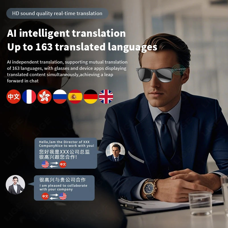 AI Smart Bluetooth Translator Sunglasses