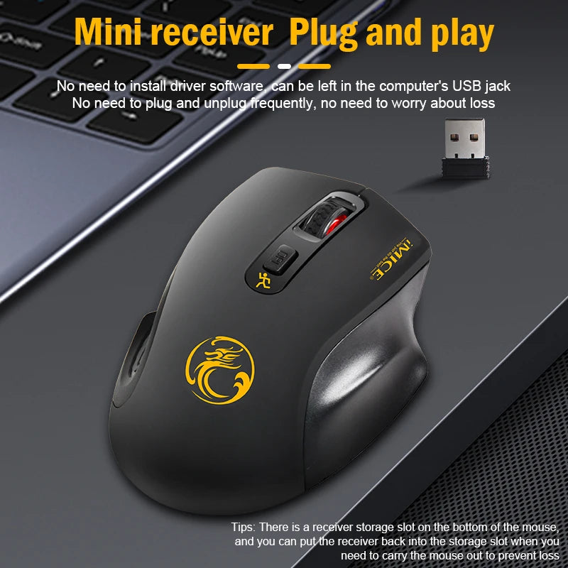 Wireless Silent Mouse – 3-Speed Adjustable for Office & Gaming