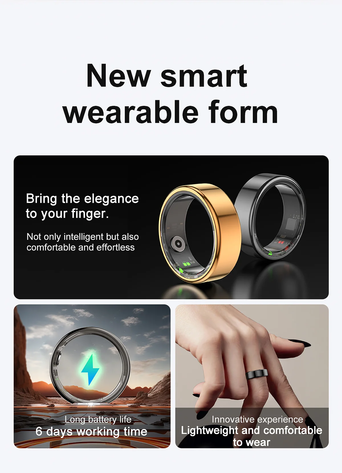 AMZMAX R02 Smart Ring – Fitness Tracker with Multi-Sport Modes, Health Monitoring, IP68 Waterproof Military-Grade Smart Ring