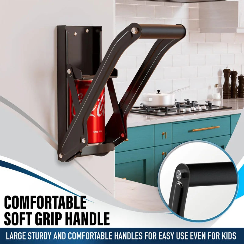 16 oz Wall-Mounted Can Crusher – Heavy Duty Metal Smasher with Bottle Opener