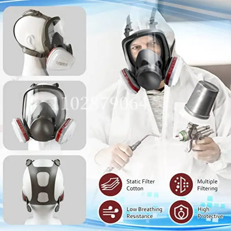 SJL 27-in-1 Full Face Respirator Mask – Industrial Safety Gas & Dust Filter Set