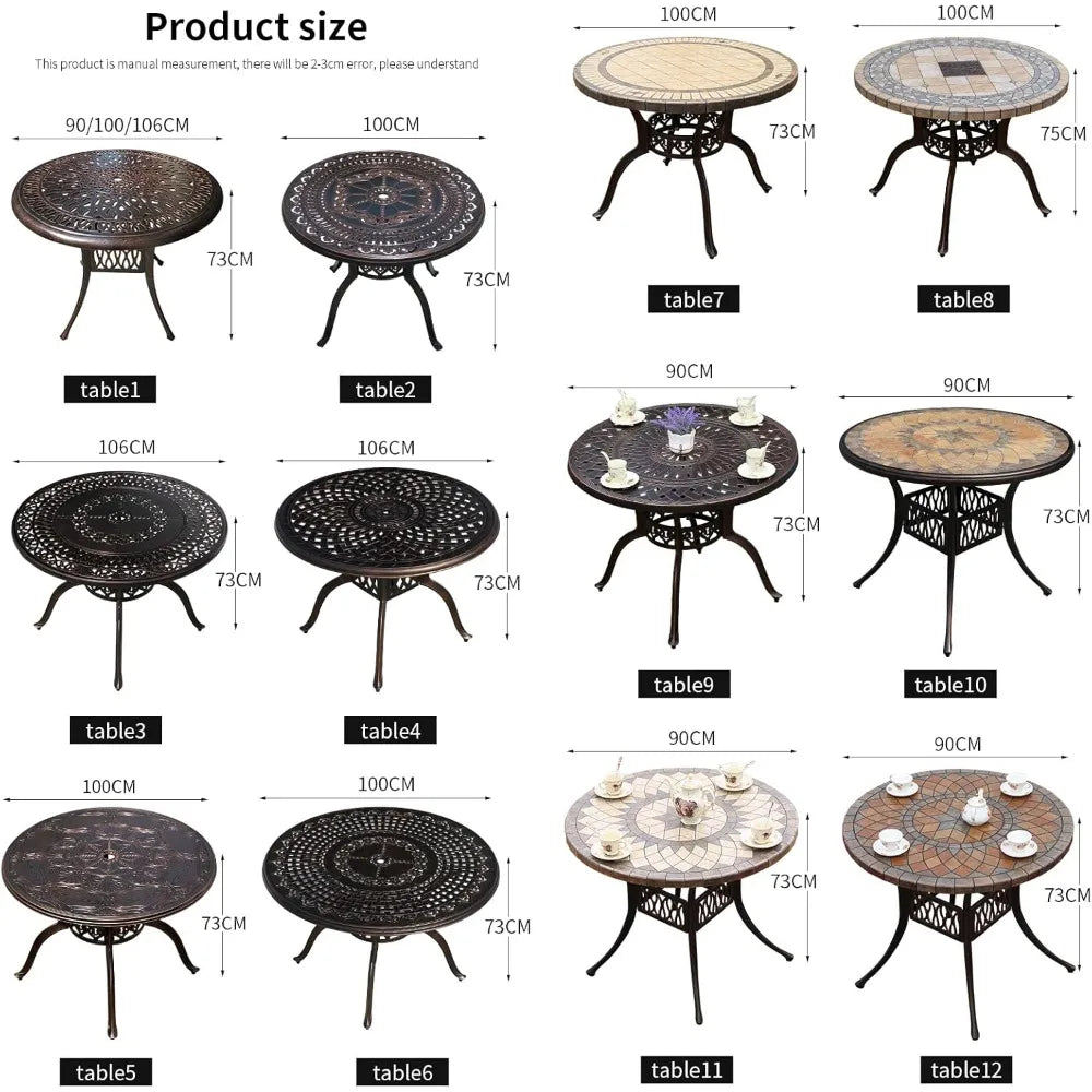 90cm Outdoor Round/Square Patio Dining Table with Umbrella Hole