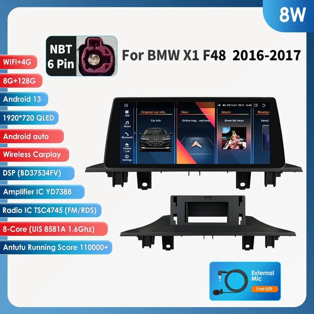 10.25" CarPlay Android 13 Radio for BMW X1 E84/F48