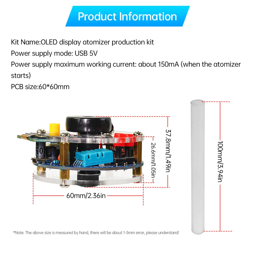 USB Humidifier DIY Kit – OLED Display with Temperature & Humidity Sensor